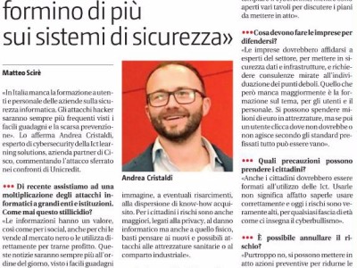 Cristaldi: “Le aziende formino di più sui sistemi di sicurezza”